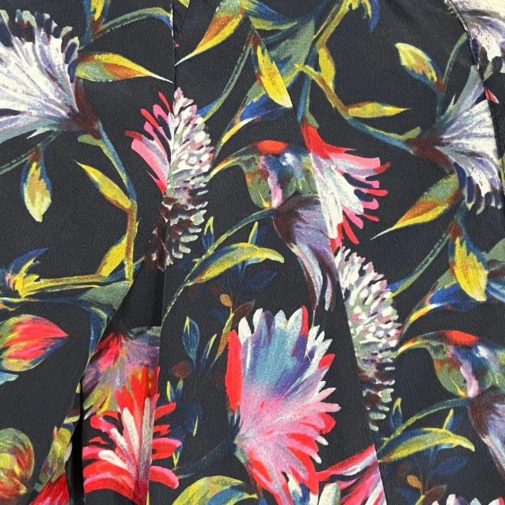 J Crew‎ Silk Pleated Popover Top Blouse Floral Long Sleeve Women's Small Cottage